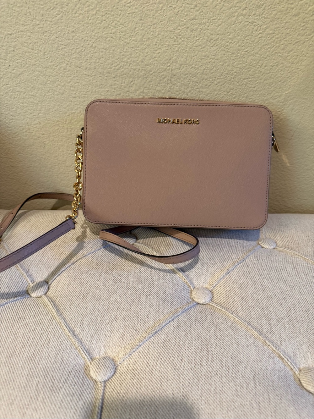 Michael Kors Dusty Pink Saffiano Crossbody with Gold Hardware